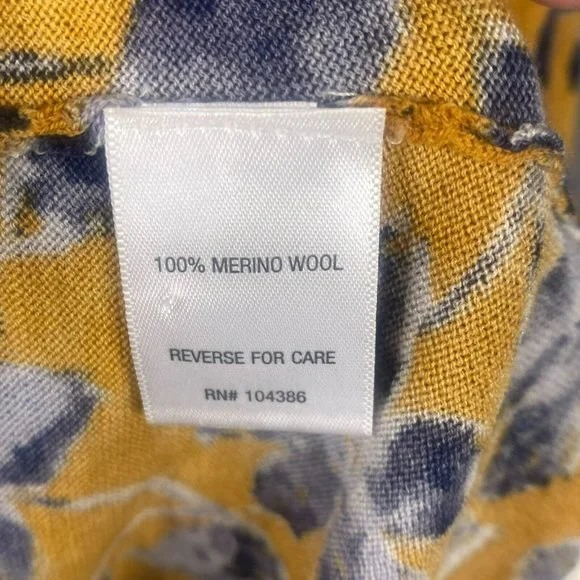 Garnet Hill Cardigan XL Gold Signature Eco Merino Sweater Floral Lightweight - Picture 9 of 13